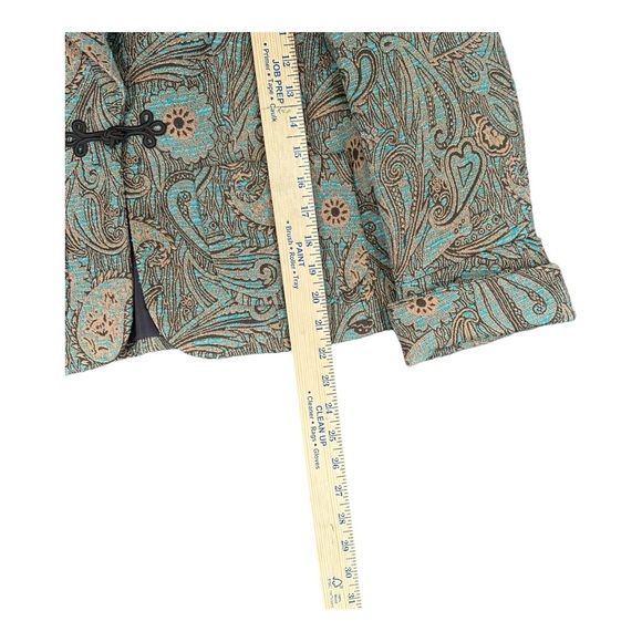 Peck & Peck 8 Brown Teal Tapestry Jacket Artsy Paisley Mature Grandma Vintage - Picture 8 of 9